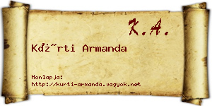 Kürti Armanda névjegykártya